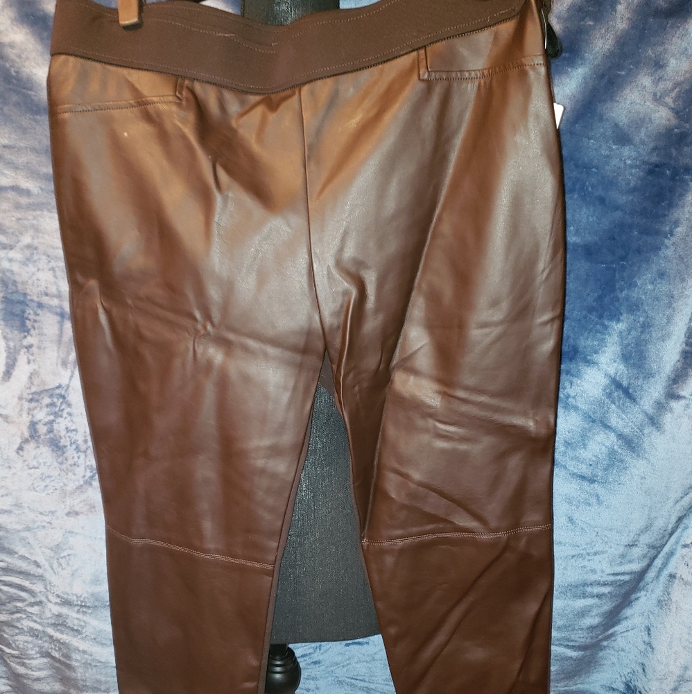 New Ralph Lauren Brown Faux Leather Pants